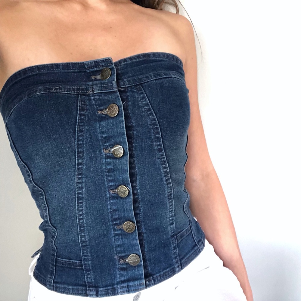 Blue jean tube top